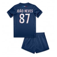 Camiseta Paris Saint-Germain Joao Neves #87 Primera Equipación para niños 2024-25 manga corta (+ pantalones cortos)